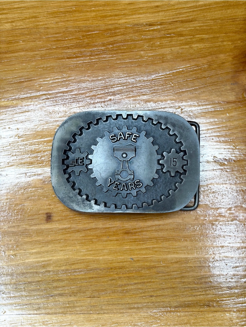 VINTAGE SCE 15 YEAR SAFETY AWARD BRASS GRAY BELT BUCKLE JOSTENS